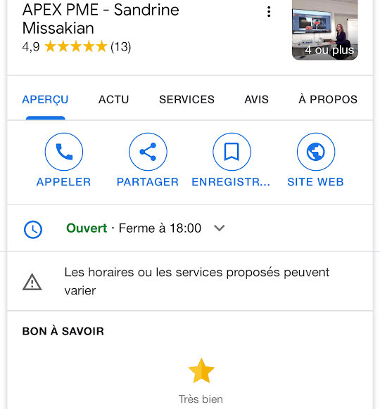 Fiche GOOGLE MY BUSINESS
