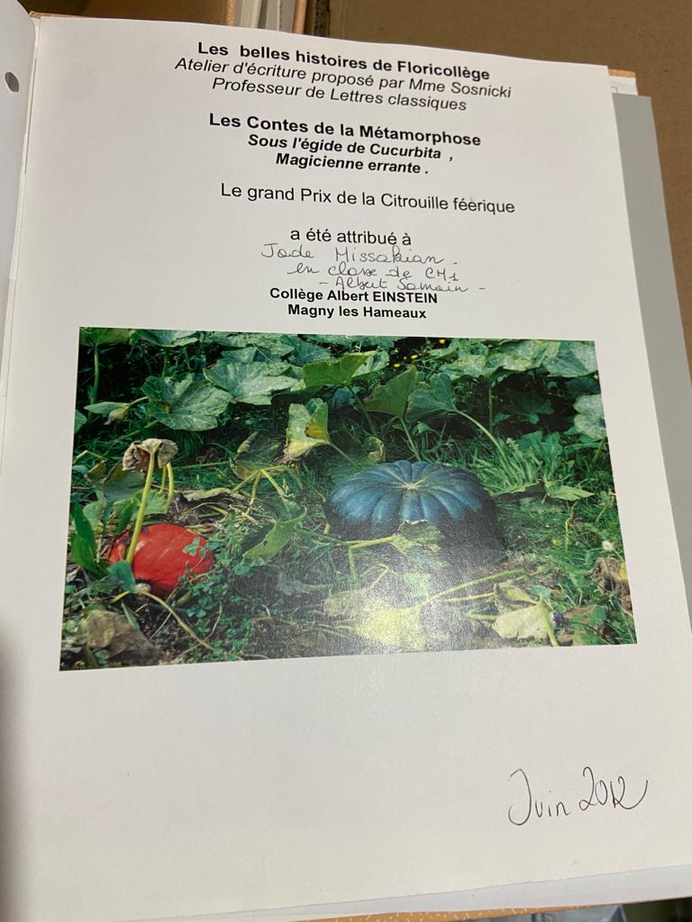 concours d'écriture CM1 lors d'un concours organiser au collège pour les 6eme