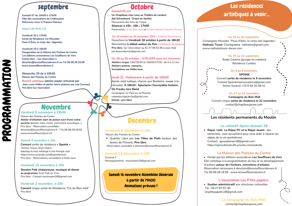 Programmation du moulin à Tan 28 fin 2024